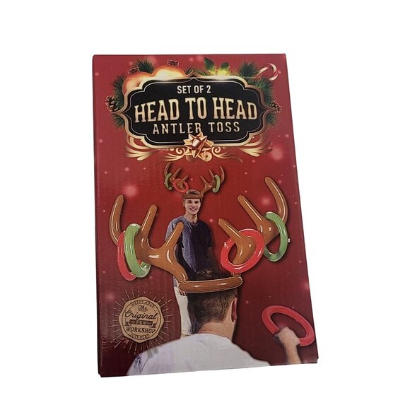 Set Of 2 Inflatable Head To Head Antler Toss Game With Rings For Holiday Parties - Picture 1 of 7
